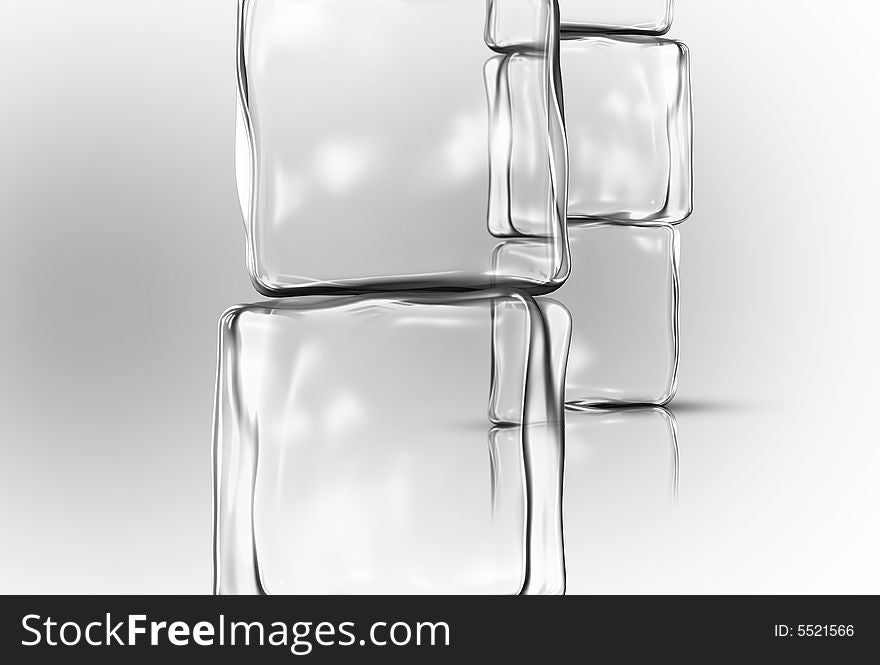 Ice cubes in white background