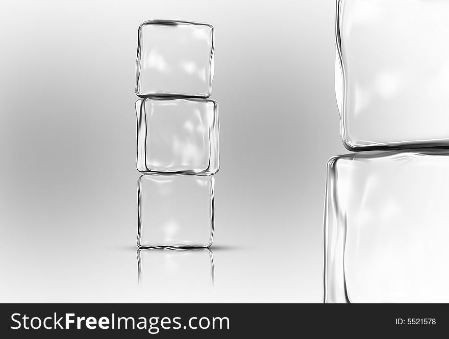 Ice cubes in white background