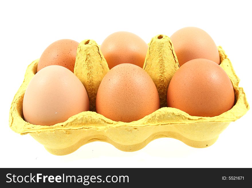 Eggs in a box isolated on white. See my other isolated images.