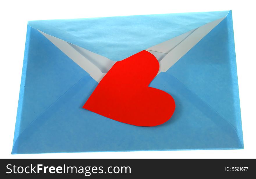 Heart and mail as symbol for love and relationship on white background. See my other objects for romace symbols