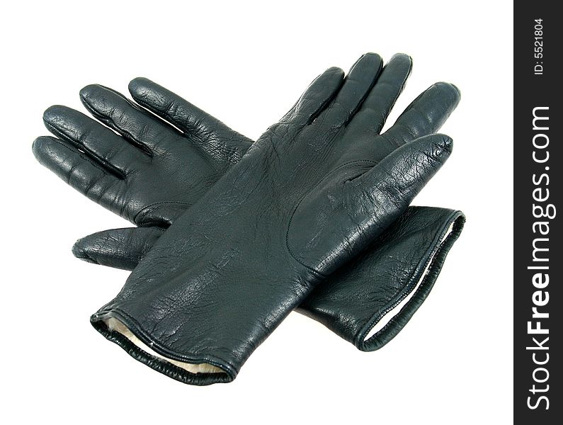 Black gloves on white background as sample of my isolated signs and metapher objects