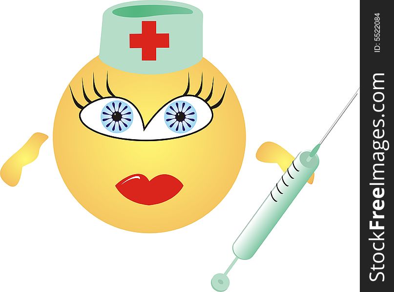 Vector smile nurse with syringe