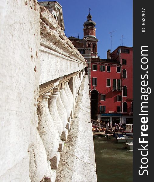 Bridge detail in Venice canal