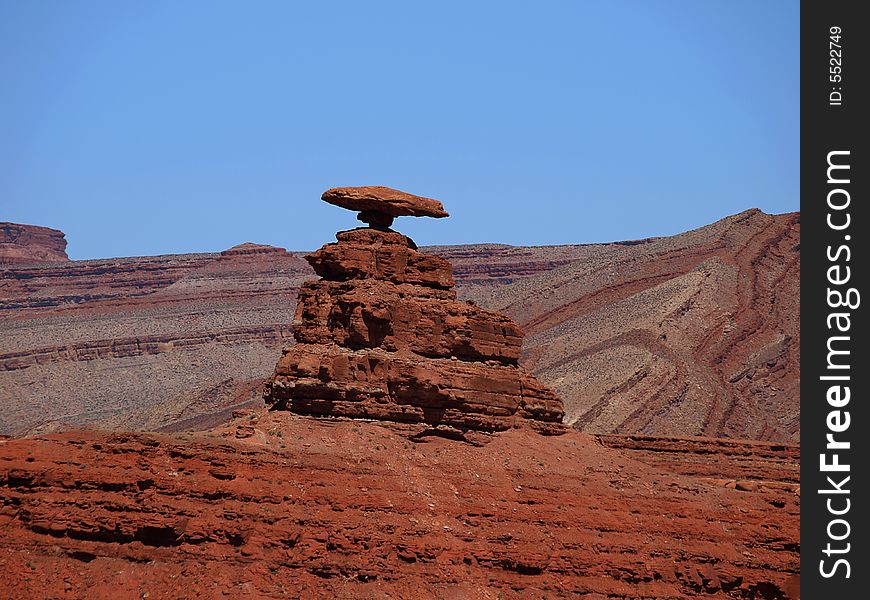 Rock formation in Southern Utah know as Mexican Hat rock