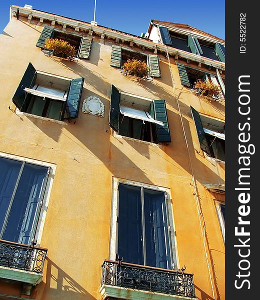House with windows and balcony in Venice