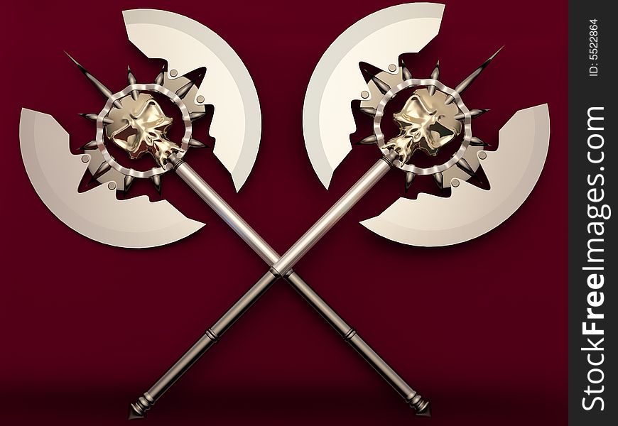 War axe on a maroon background