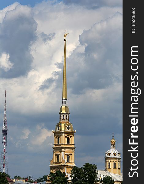 The cathedral and chapel in Paul Petropavlovskaya fortress, Saint Petersburg, Russia