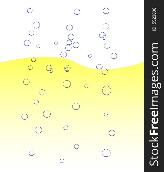 Yellow drink with bubbles, vector illustration