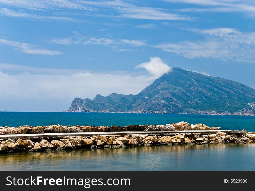 Sea and mountains in Altea, Spain.