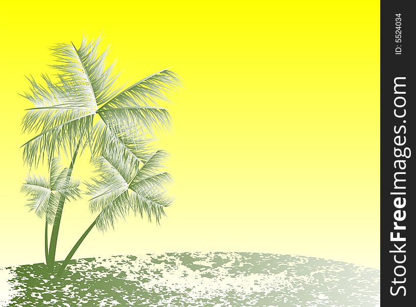 Tropical landscape with palms, vector illustration