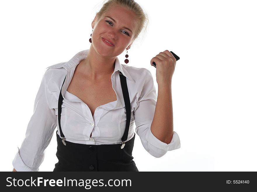 Business woman with ok gesture