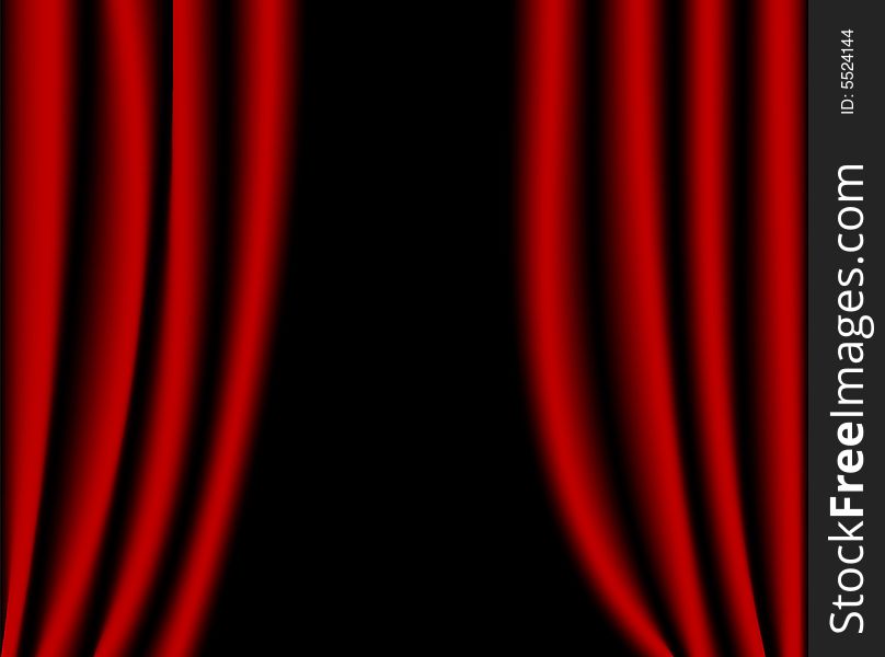 Open red curtains, vector illustration