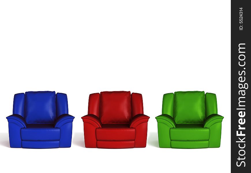 The image of an armchairs on a white background