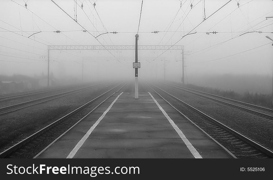 Misty morning at the railway station