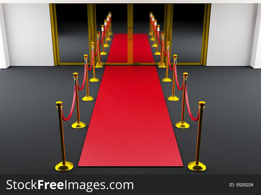 Red carpet and gold entrance. Red carpet and gold entrance