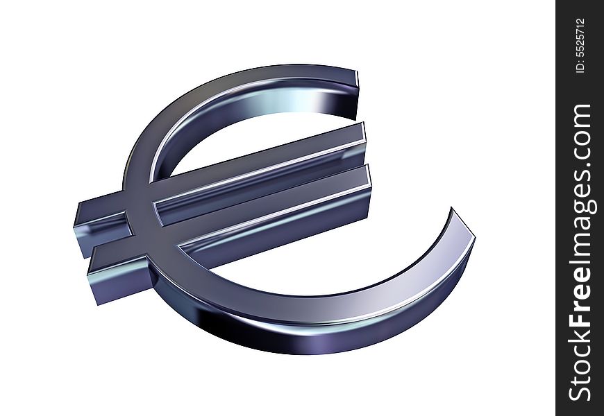Silver symbol of euro on a white background. Silver symbol of euro on a white background