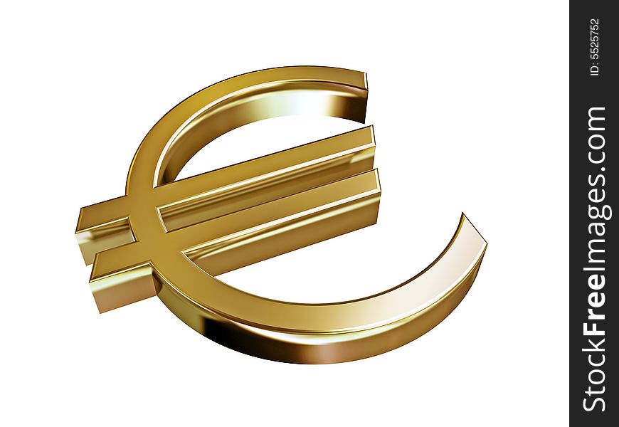 Golden symbol of euro, on a white background. Golden symbol of euro, on a white background