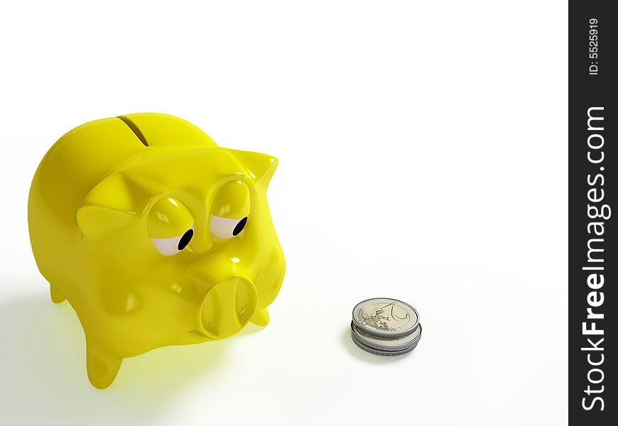 The image of a pig-coin box on a white background. The image of a pig-coin box on a white background