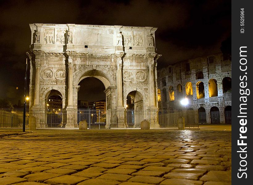 Constantine's Arch at night, Rome, Italy