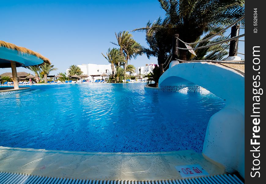 Blue Swimming Pool in the Hotel. Blue Swimming Pool in the Hotel