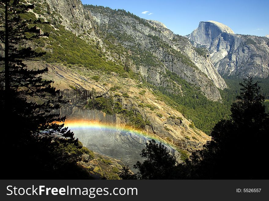 This was a rainbow that formed at the base of Yosemite upper falls. This was a rainbow that formed at the base of Yosemite upper falls.