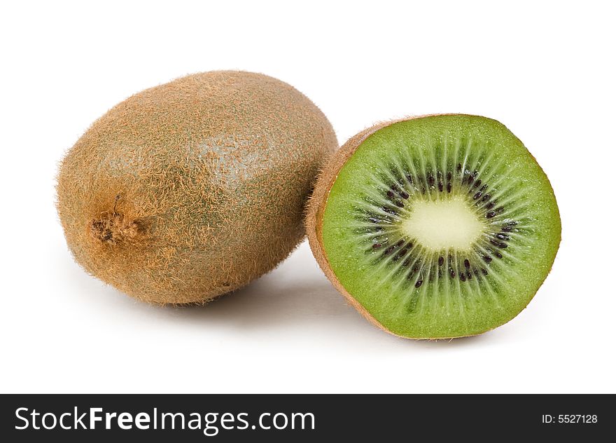 Kiwi and half isolated on white background