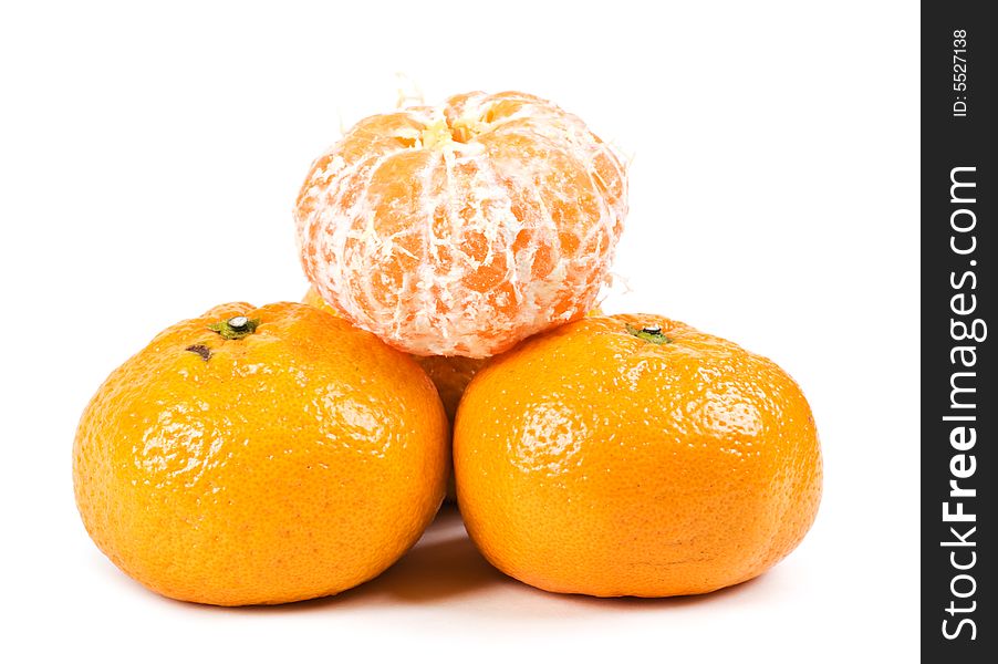 3 Tangerines isolated on white background