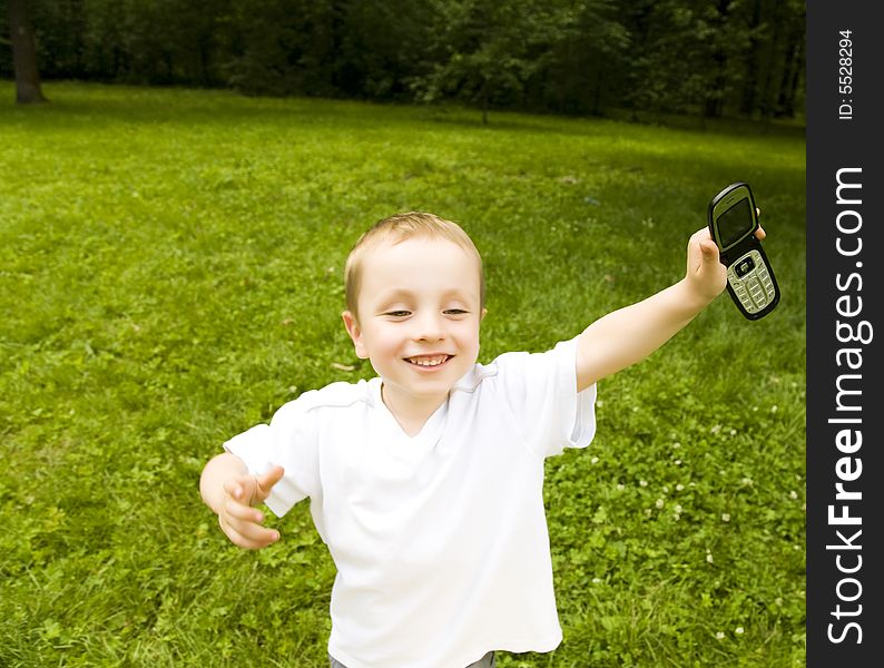 Running Boy With Phone