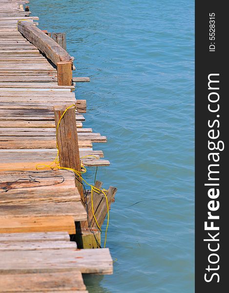 A jetty made of wooden stilts. A jetty made of wooden stilts