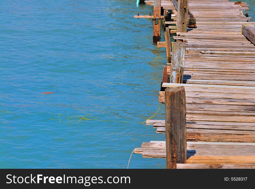 A jetty made of wooden stilts. A jetty made of wooden stilts