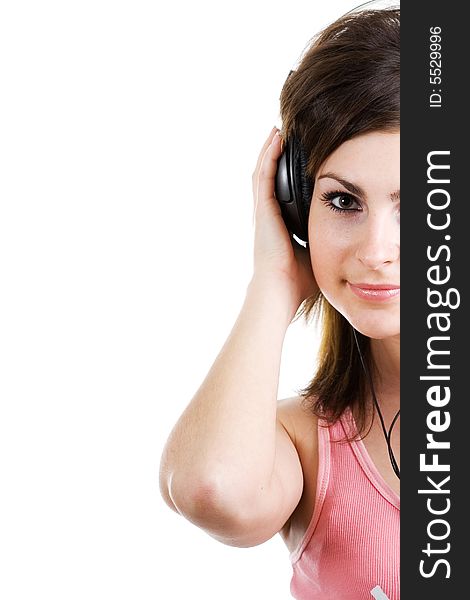 An image of nice woman listening to music. An image of nice woman listening to music