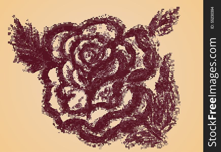 Grunge decorative sketch of a rose with leaves. Grunge decorative sketch of a rose with leaves.