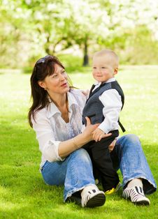 Mother With Her Child Outdoors Royalty Free Stock Image Mother With Her Child Outdoors Royalty Free Stock Image