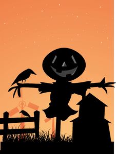 Crow Over Scarecrow Royalty Free Stock Photography Crow Over Scarecrow Royalty Free Stock Photography