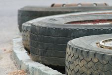 Line Of Tyres Royalty Free Stock Photo Line Of Tyres Royalty Free Stock Photo