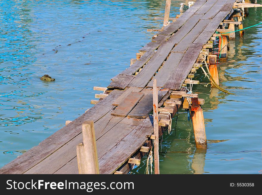 A jetty made of wooden stilts. A jetty made of wooden stilts