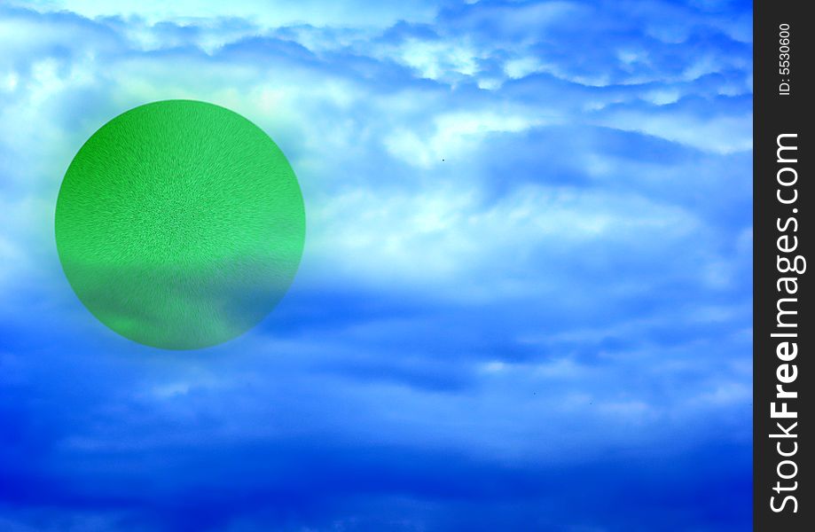 Dark storm sky in abstract presentation and green planet. Dark storm sky in abstract presentation and green planet