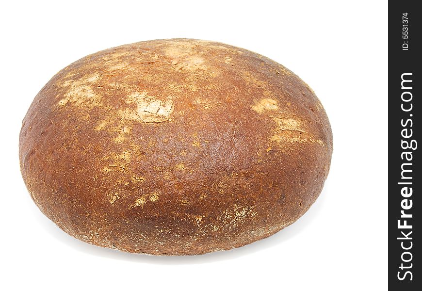Fresh round bread on white background