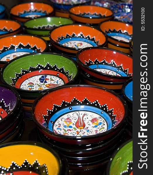 A range of hand-made porcelain colorful bowls