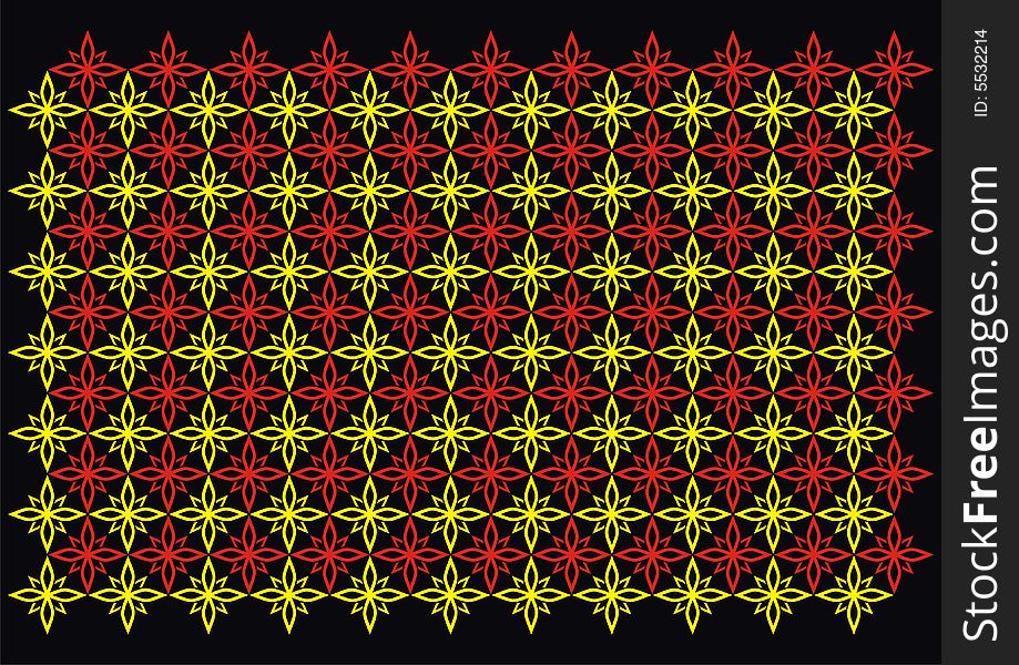 Yellow and red flower vector pattern. Yellow and red flower vector pattern