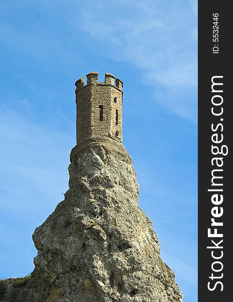 The picture of virgin tower of slovak castle devin