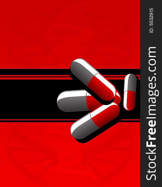 Medicine capsules on abstract background