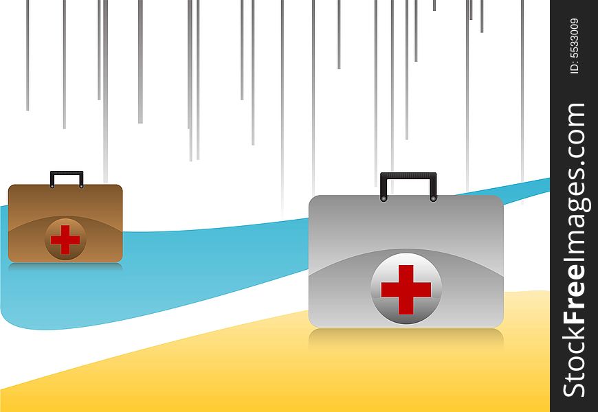 First aid boxes on abstract background