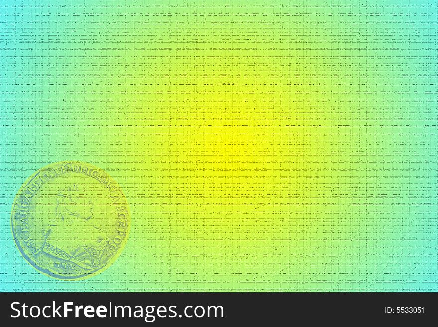 Aging collection coin with varicoloured texture in the manner of background abstract scene