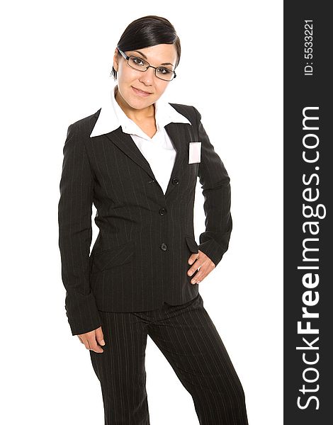 Attractive businesswoman on white background