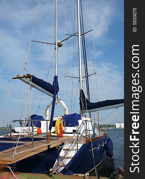 Luxury sea yacht near pier