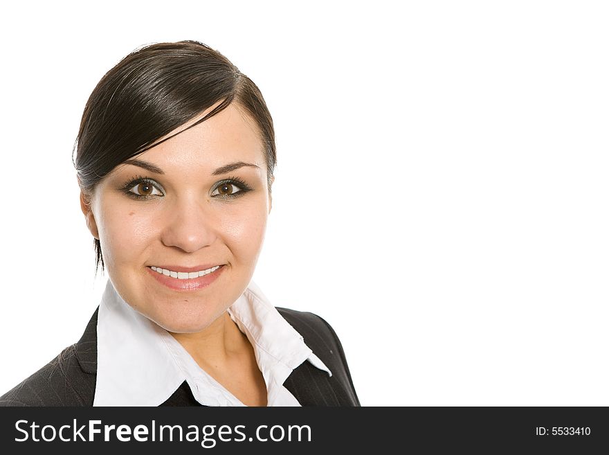 Attractive businesswoman on white background