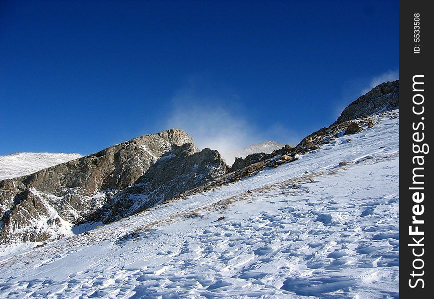 The Sawtooth near the summit of 14,000+ ft Mount Beirstadt in Colorado. The Sawtooth near the summit of 14,000+ ft Mount Beirstadt in Colorado