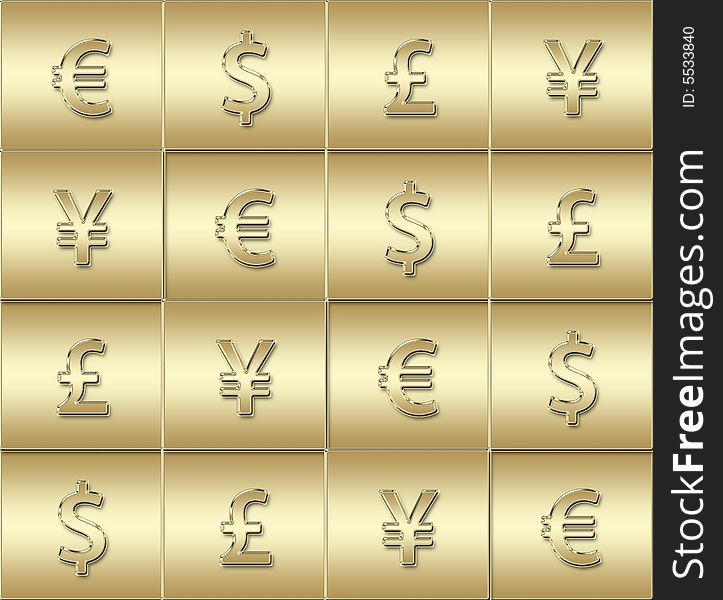 Four different currencies signs illustration / background