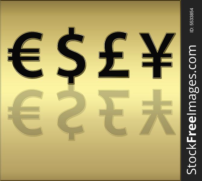 Four different currencies signs illustration / background